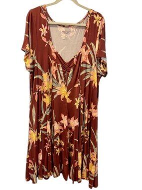 Torrid Sweetheart Neckline SuperSoft Knit Tropical Floral Dress 3X